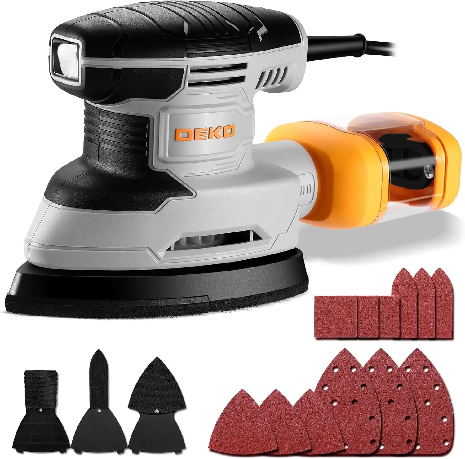 DEKO Multi-Function Mouse Sander Electric Sander Tool Corded Palm Sanders with Dust Collector for Sanding,Removing Paint in Home