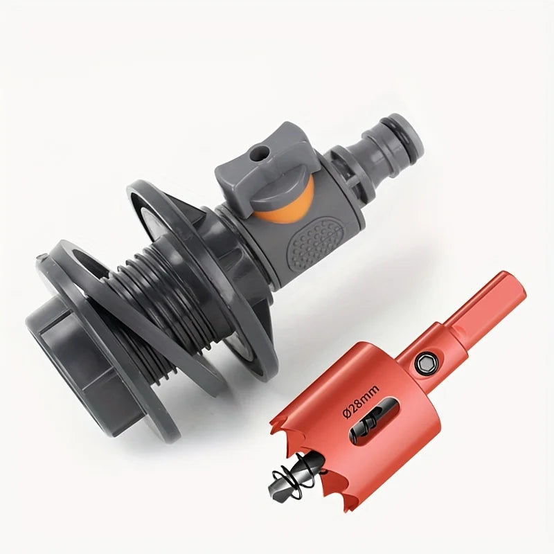 3Pcs Rain Barrel Spigot Kit – w/ Hole Punch & 1/2" Quick Hose Connector, Garden/Aquarium