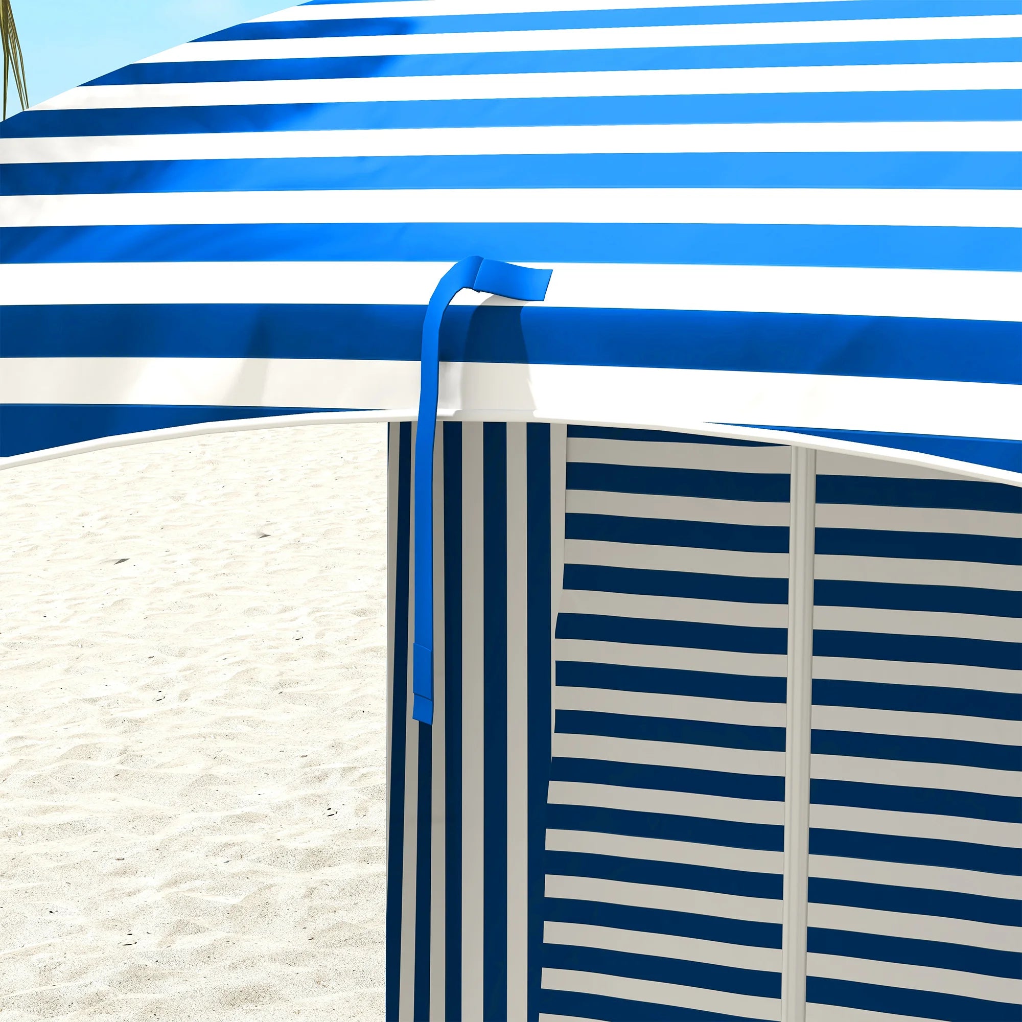 Beach Cabana Umbrella with Bag, Windows, Blue White