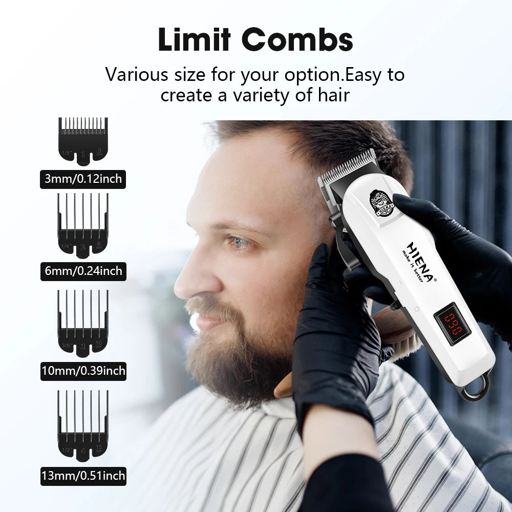 HIENA PRO 2/5Pcs Professional Hair Clippers Kit Rechargeable Hair Trimmer Men's Electric Ear and Nose Hair Trimmer Grooming Kit, Rechargeable Electric Razor, 4 Piece Set, US Local Ship