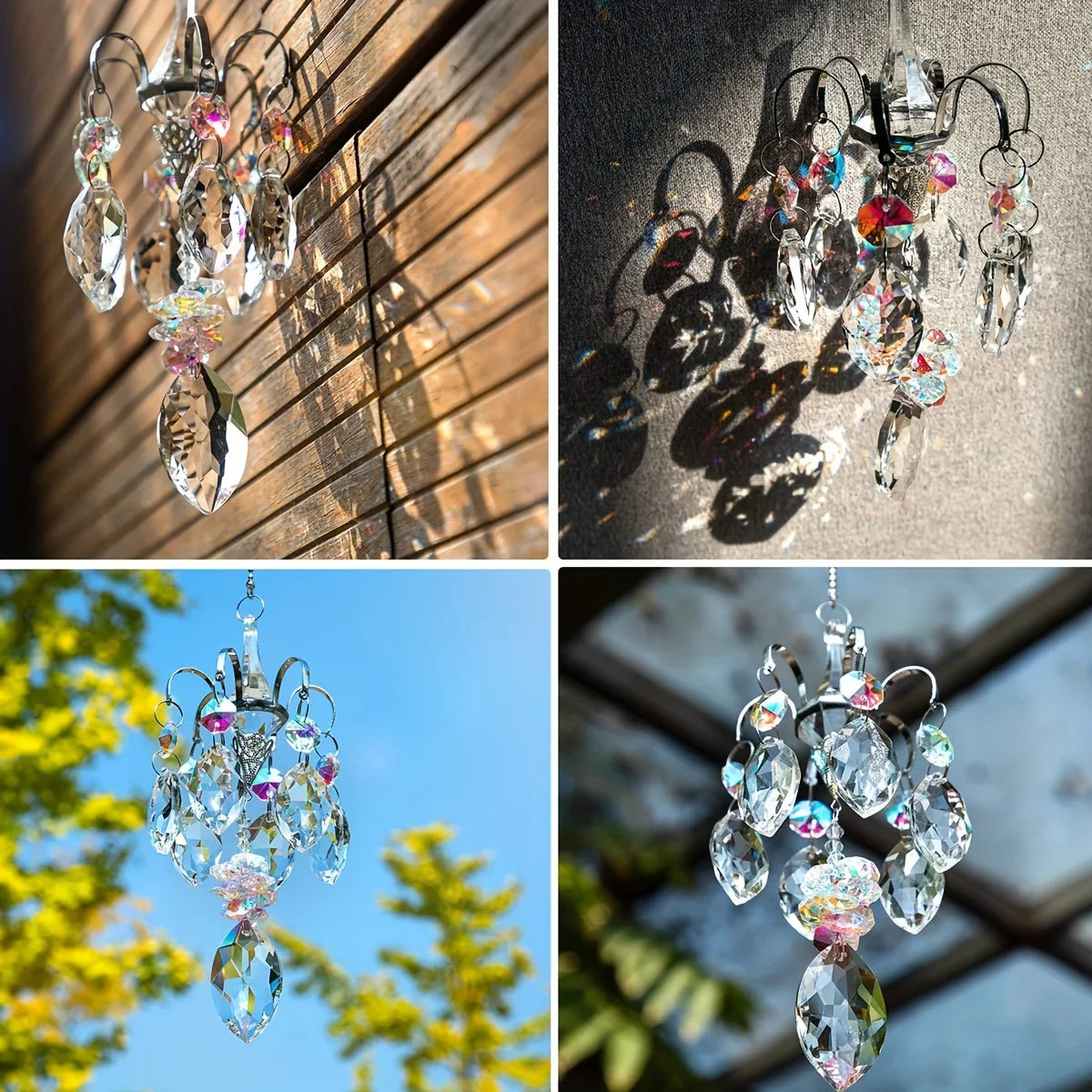 Crystal Sun Catcher Hanging Crystal Glass Suncatcher Rainbow Prism Suncatchers Window Balcony Garden Outdoor Crystal Decoration