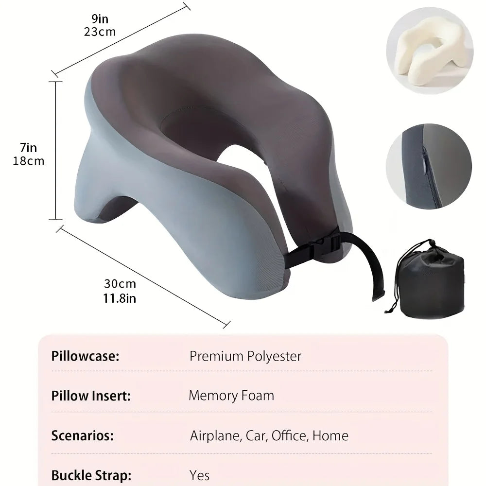 1pc 360° Adjustable Travel Pillow | 2-in-1 Neck & Head Support, Ergonomic | Airplane, Home, Gaming, Office