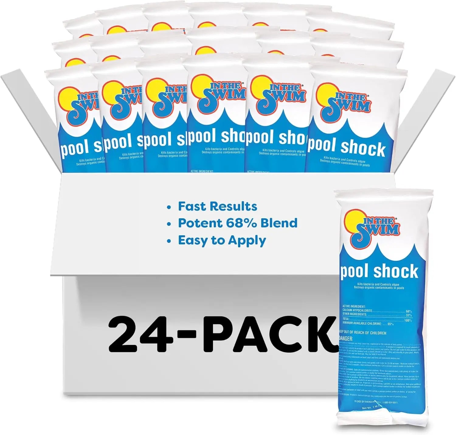In The Swim Pool Shock 68% Cal-Hypo Granular Sanitizer For Crystal Clear Water Defends Against Bacteria Algae 6/12/24pack
