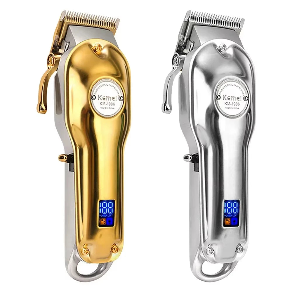 Kemei KM-1986 Gold Or Sliver Hair Trimmer For Men Trimmer Professional Clippers Electric USB Rechargeable Hair Cutting Machine