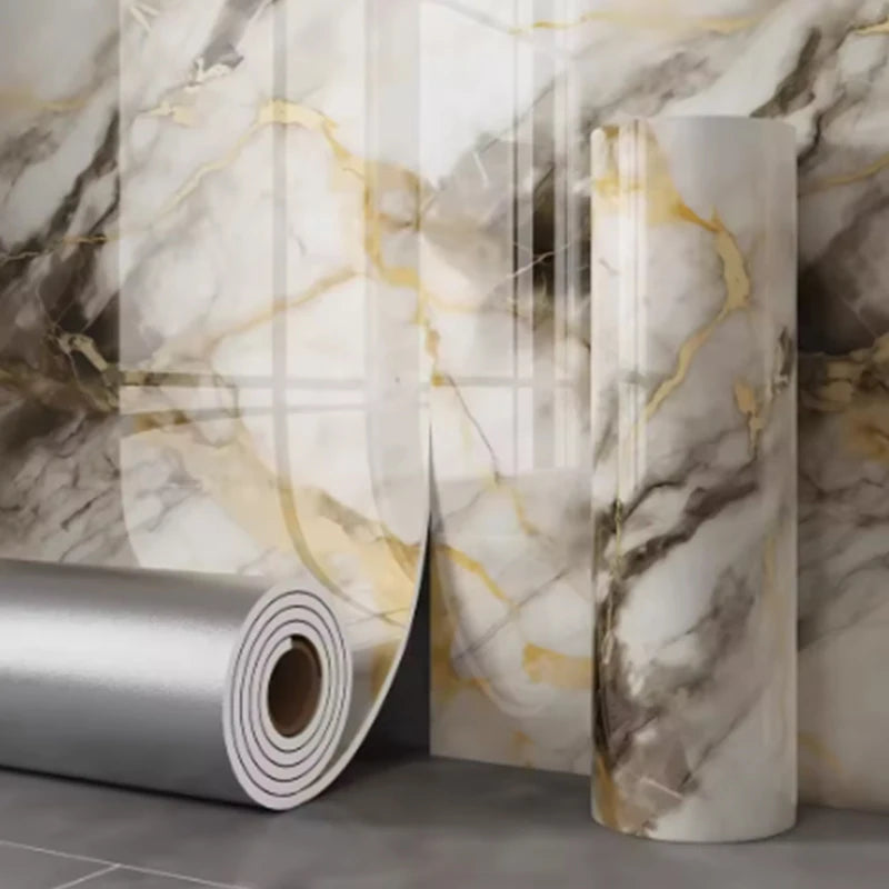 1 Roll Marble Thick Foam Bedroom Wallpaper Imitation Ceramic Tile Self-Adhesive Wallpaper Kitchen Anti Oil Stain Wall Sticker