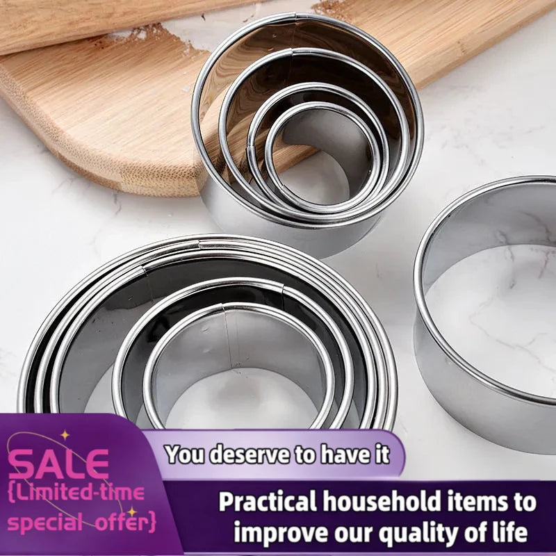 3/5PCS Round Stainless Steel Biscuit Mold Dumpling Skin Cutting Mold DIY Biscuit Pastry Cake Baking Tools Kitchen Baking Gadget