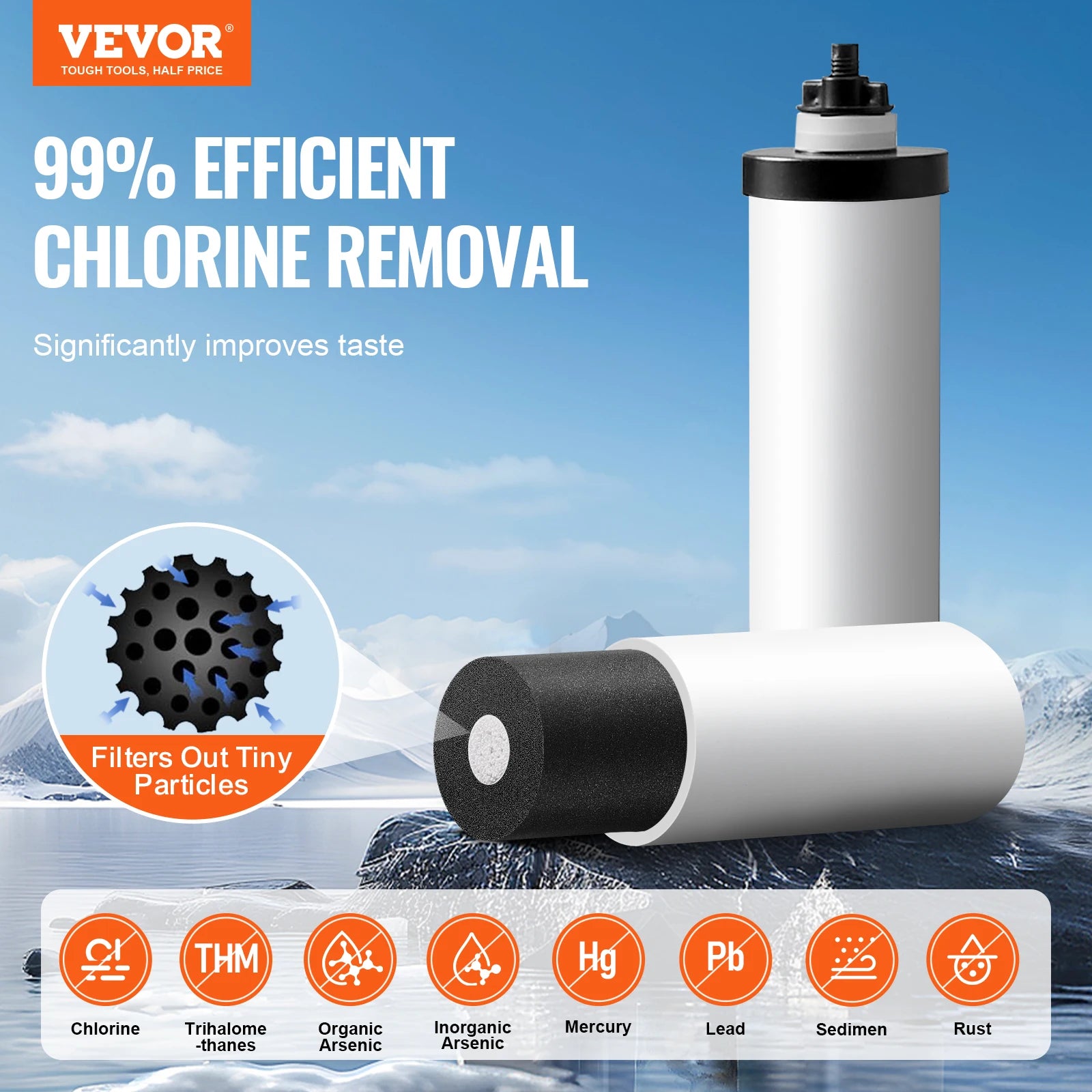 SucceBuy Gravity-fed Water Filter System 2.25 G 304 Stainless Steel Countertop Water Filtration System with 2 Carbon Filters