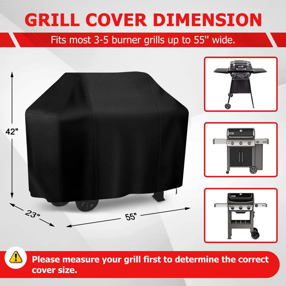 BBQ Grill Cover, Waterproof Gas Grill Cover, Anti-UV Fade Resistant, Universal Fit Multiple Sizes