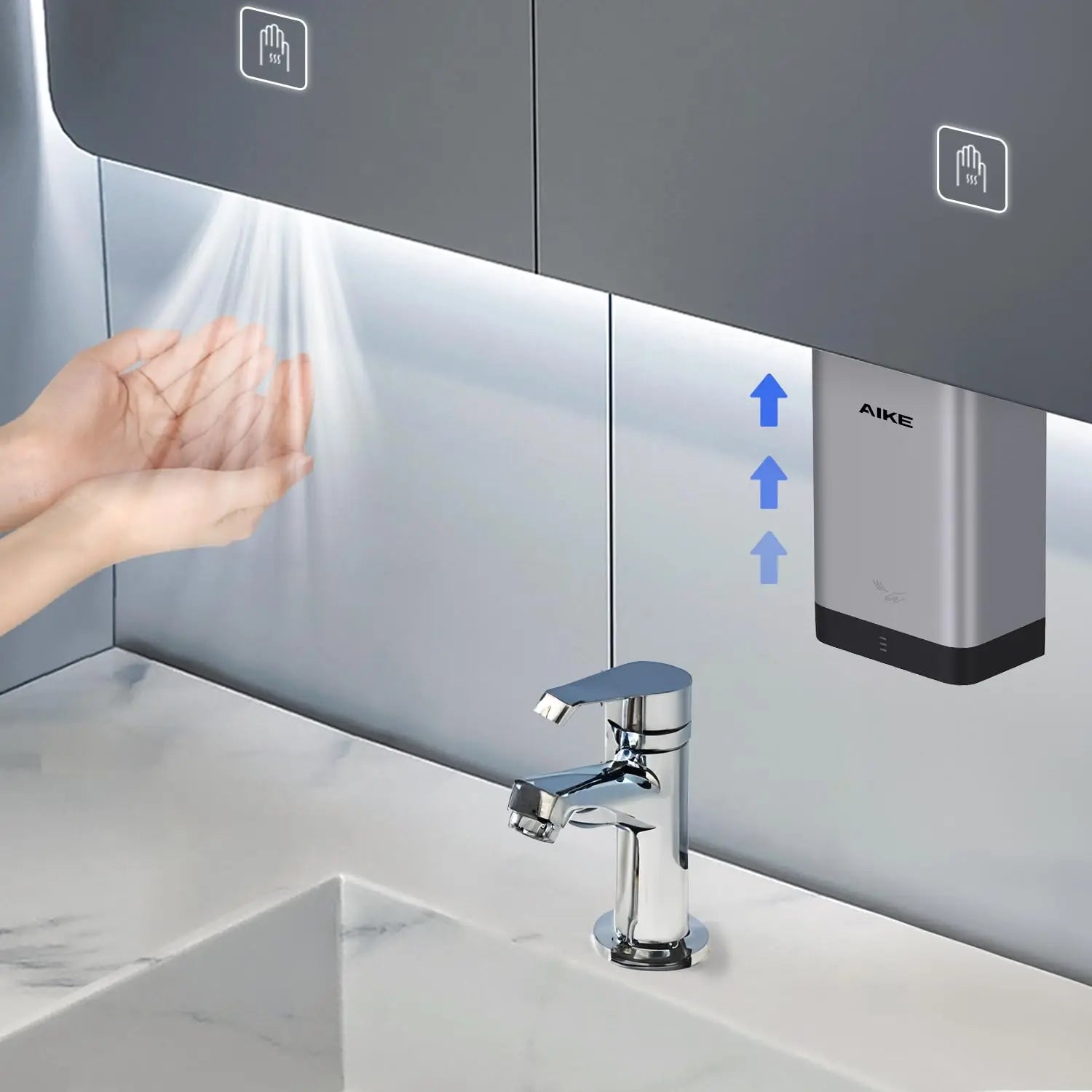 AIKE Automatic Wall Hand Dryers Portable Mini Hand Dryer Washroom Drying Hands 10-15s Quick Drying 900W 110V or 220V AK2822