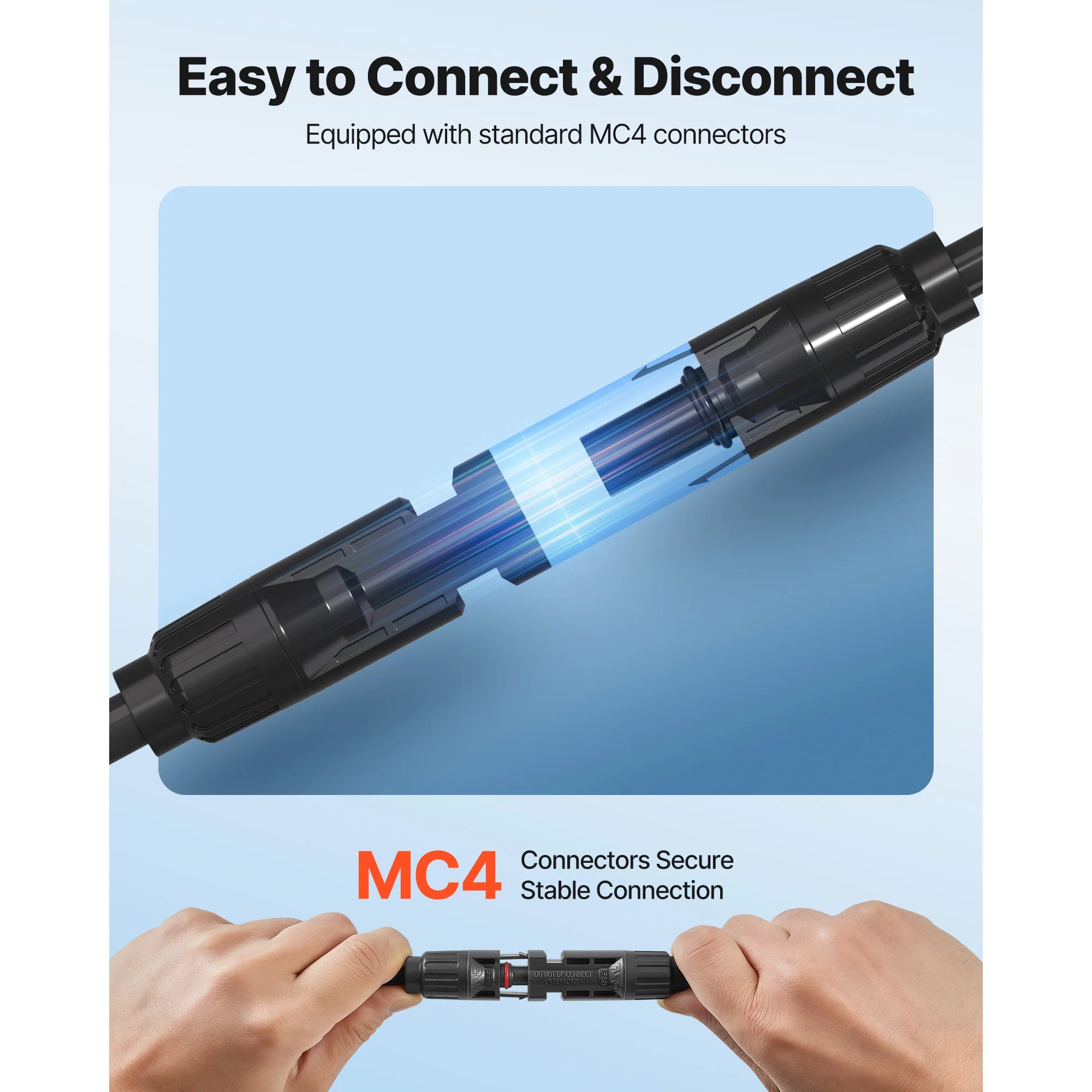 SucceBuy 30FT/50FT/100FT Solar Panel Extension Cable with Flame Retardant Protective Sleeving Female and Male Connectors for RV