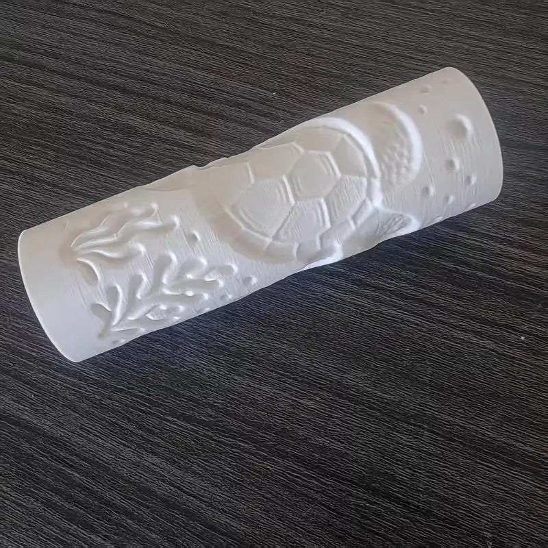 1pcs Seamless Texture Roller for Clay – Sea, Grass & Marine Patterns, No Carve, Plastic Pottery Tool