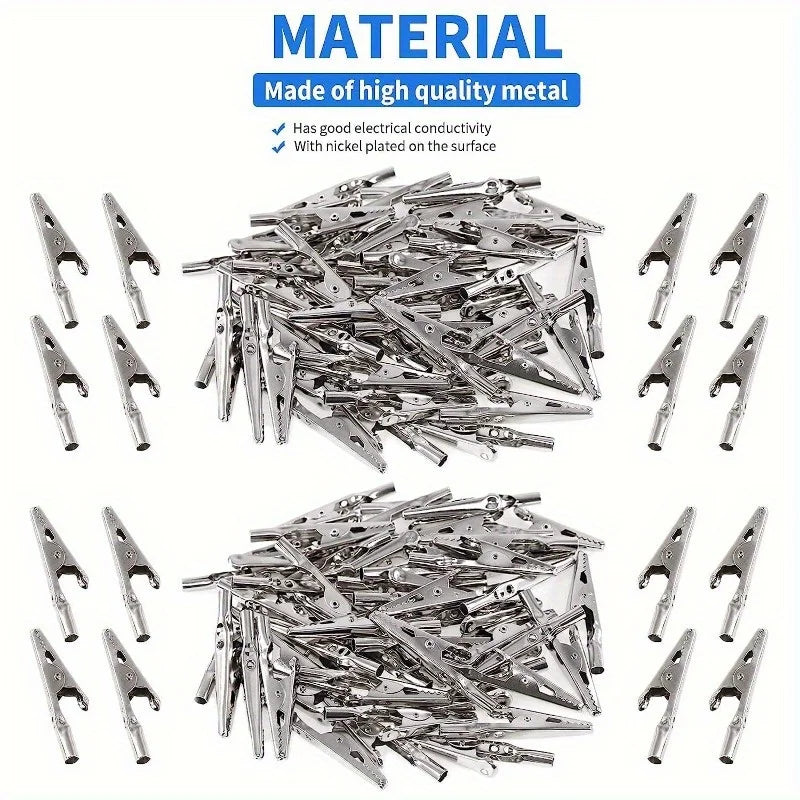 10pcs Metal Alligator Clip Spring Clamps Test Line Crocodile Clip Silver Tone Alligator Clips Nickel Plated Crocodile Clamps
