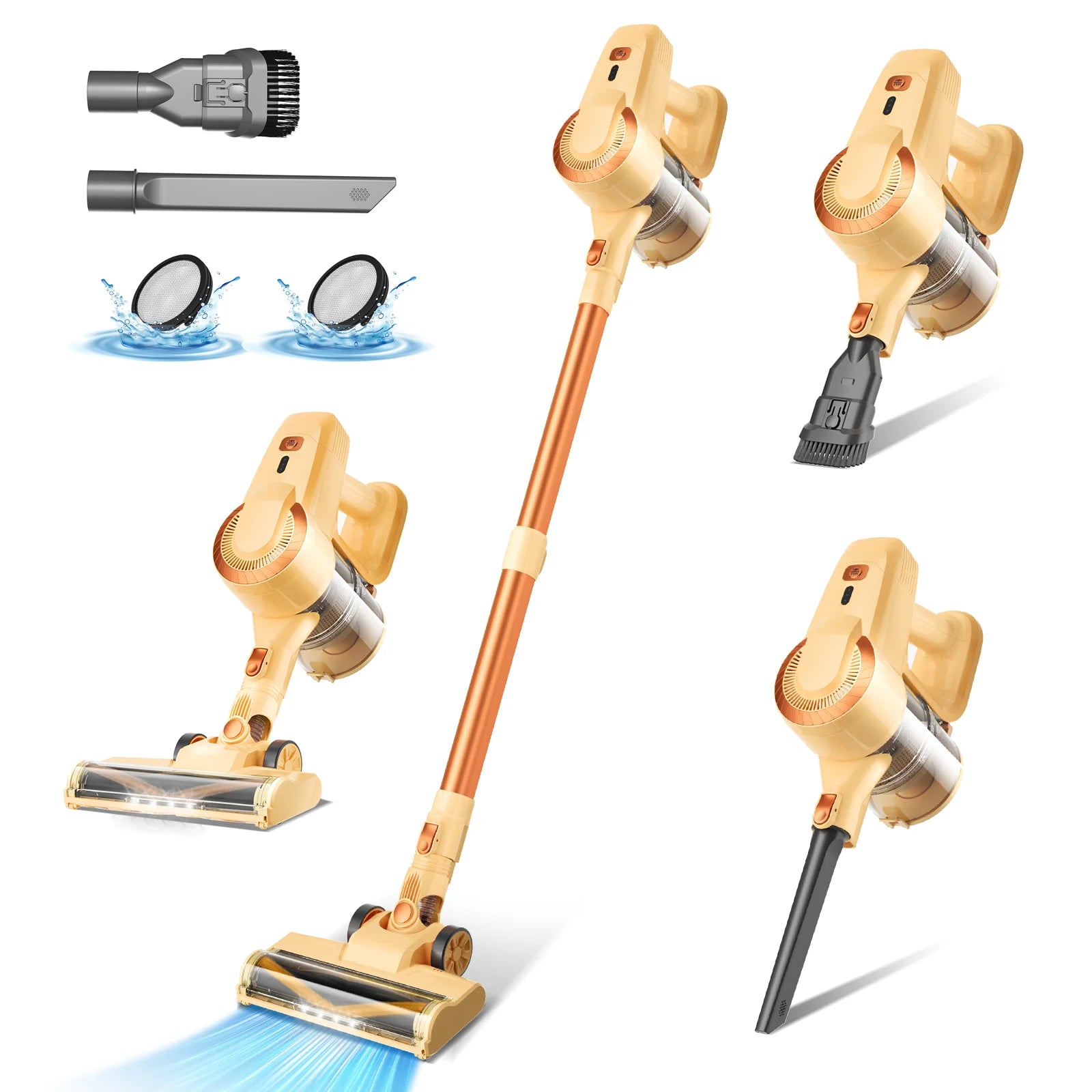 DEVOAC N300 Cordless Vacuum Cleaner 6 in 1 Powerful Ultra-Lightweight Handheld Stick Vacuum 2200mAh Battery for Carpet Hardfloor