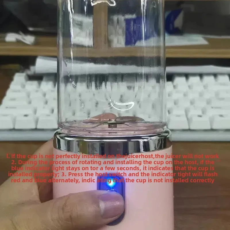 KLPortable Blender Bottle Electric 6 Blades Multifunction Juice Blender Fresh Juice Smoothie Blender Ice CrushCup Food Processor