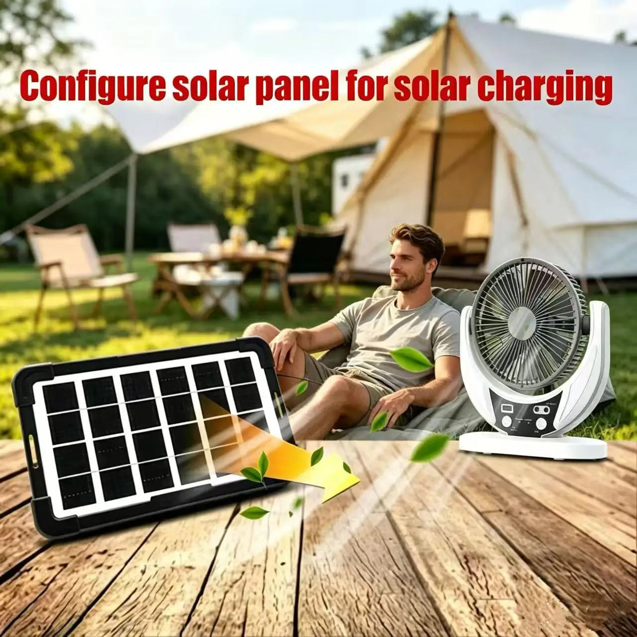 Solar-Powered Multifunctional Fan, LED Emergency Light Bulb, USB Charging, Night Light Function, Can Charge Mobile Phones