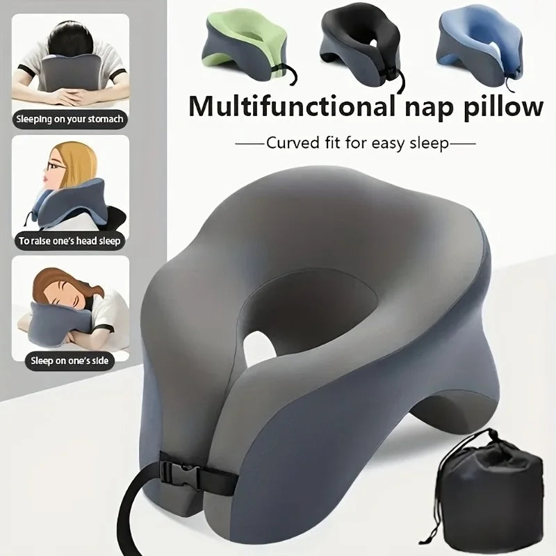 1pc 360° Adjustable Travel Pillow | 2-in-1 Neck & Head Support, Ergonomic | Airplane, Home, Gaming, Office
