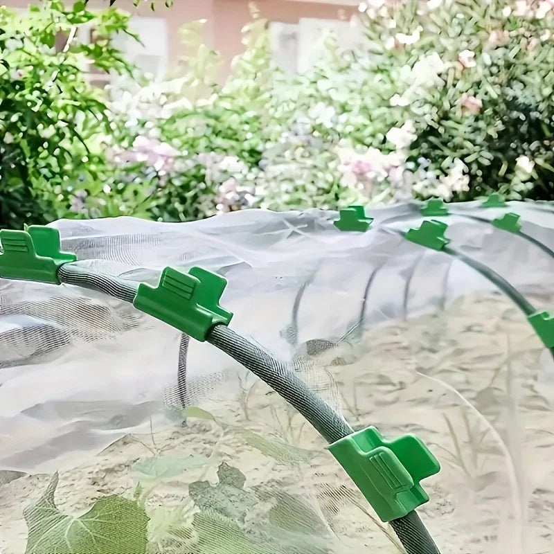 60pcs Green Plastic Greenhouse Film Clips - Heavy-Duty Windproof Garden Clips for Securing Mulch, Tarp & Plant Covers