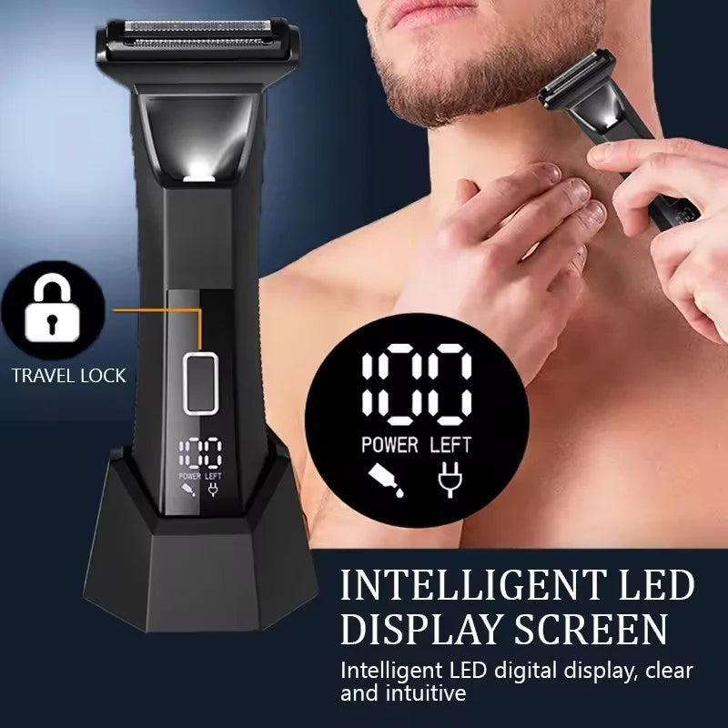2 IN 1 Painless Face Shaver Bikini Mens Body Trimmer IPX6 Waterproof Ball Trimmer Rechargeable Electric Shaver
