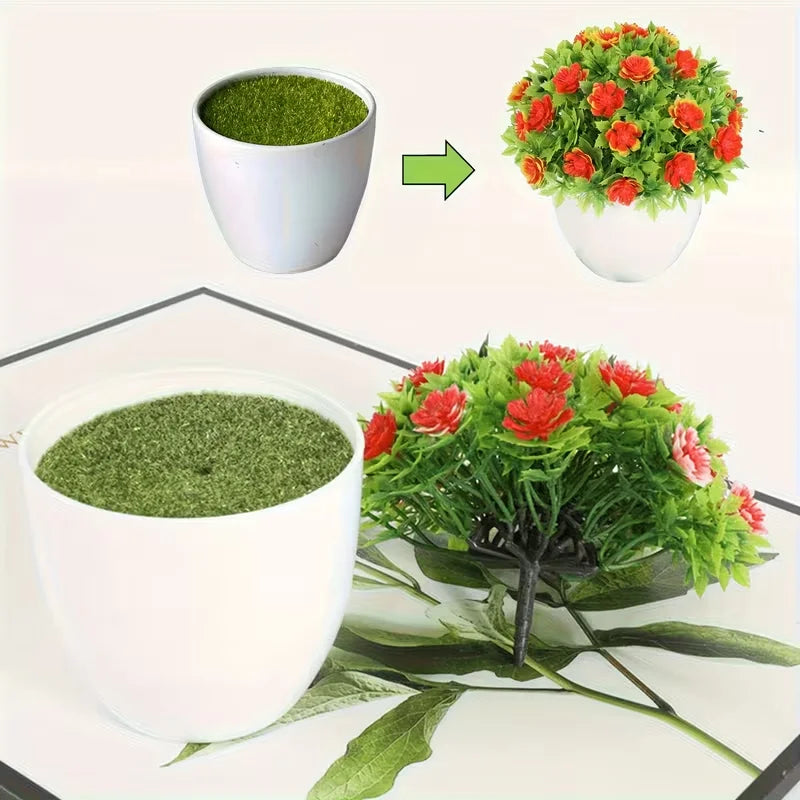 2PCS Plastic Plant Flower Pot Artificial Thick Pot Plants Pot Nursery Pot Artificial Lawn Vase White Home Garden Decoration