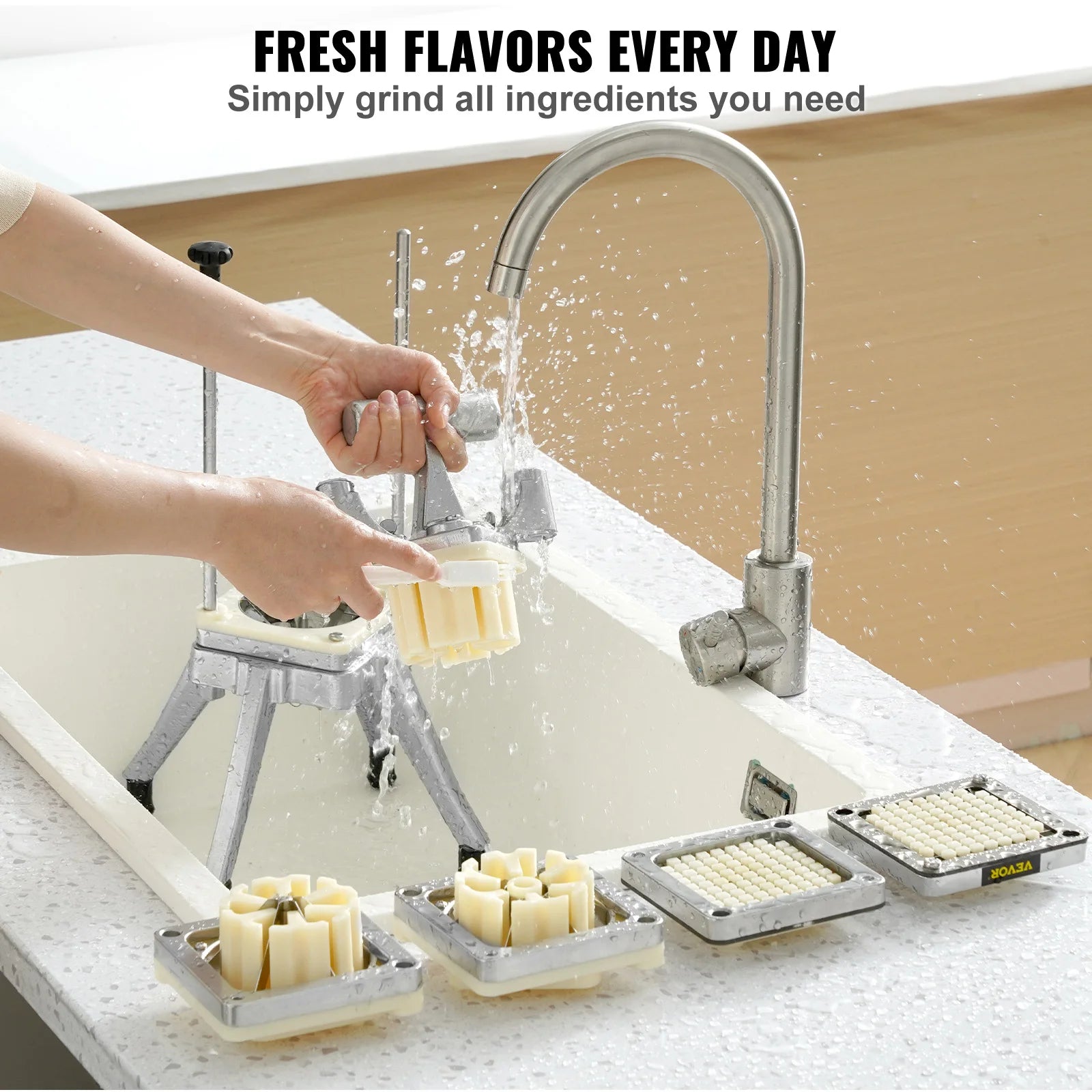 SucceBuy Commercial Vegetable Fruit Dicer Cutter Potato Slicer Chopper 4 Blades & Tray Manual Cutting Machine home appliance