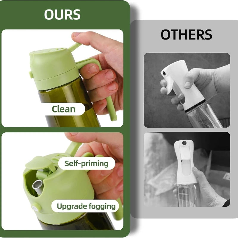 Olive Oil Dispenser Plastic Bottle for Kitchen Gadgets Air Fryer Accessories Olive Oil Sprayer Cooking Light-Blocking Dark Green