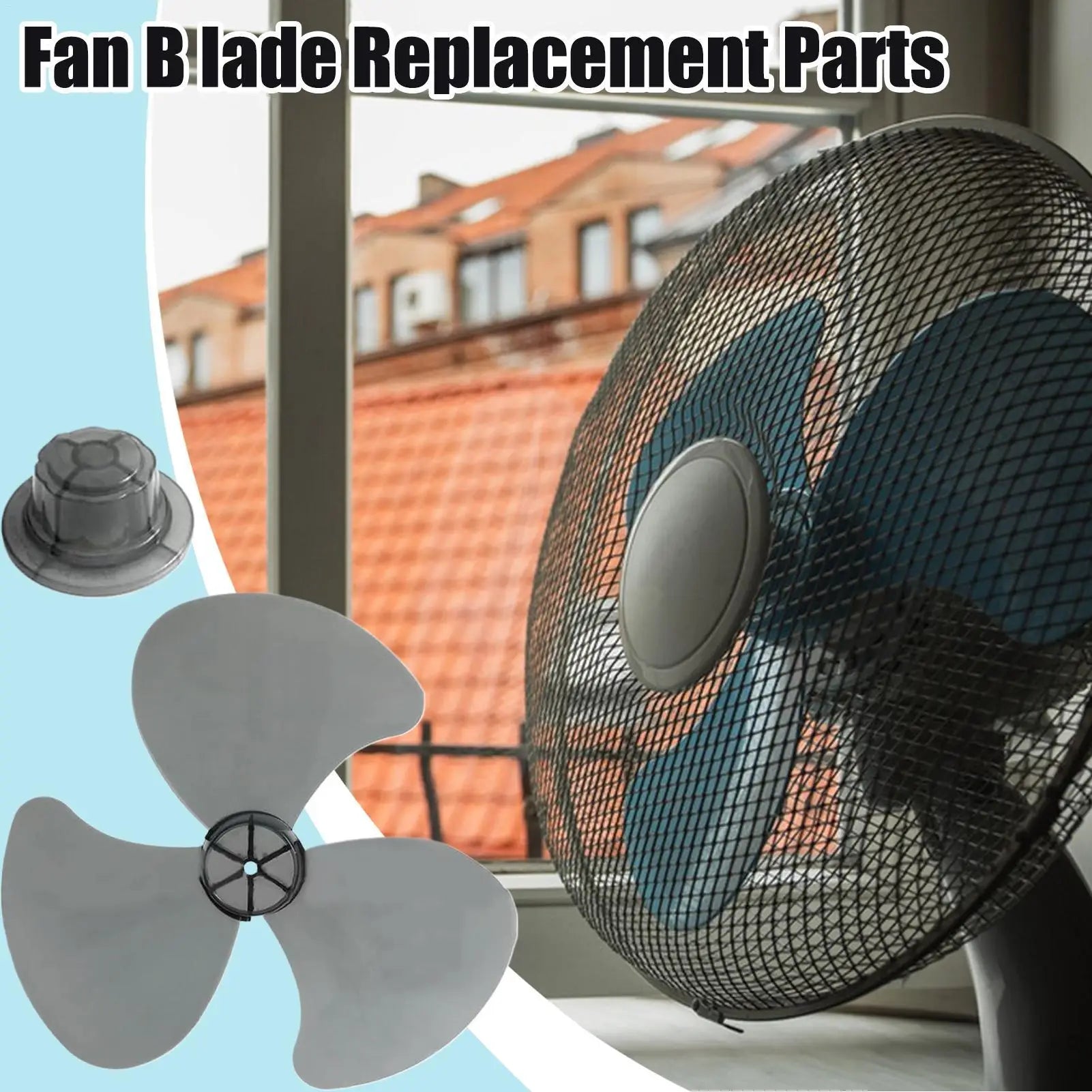 3-Blade Fan Propeller Replacement, Powerful Cooling Floor Standing Fan Blades for Pedestal Fan, Home Outdoor RV Room Use