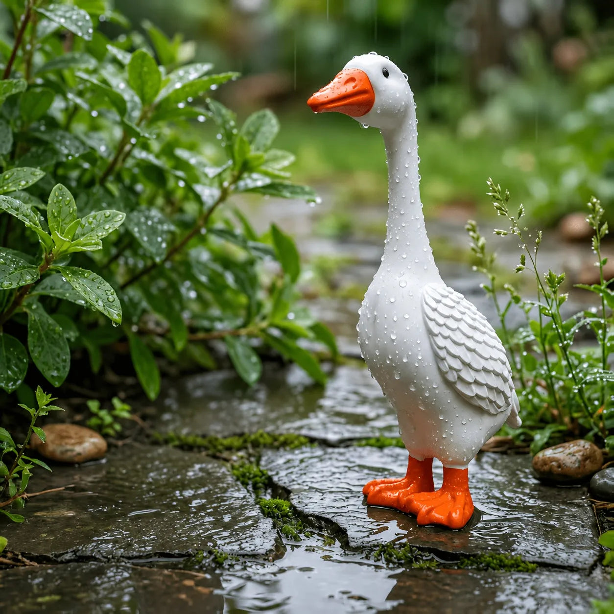 Weather Resistant Resin Goose Garden Statue, Outdoor Porch Goose Figurine for Patio, Lawn, Yard, Farmhouse & Garden Decor