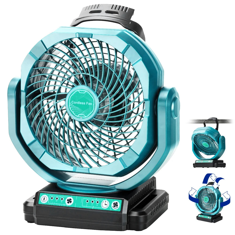 Cordless Oscillating Fan for Makita 18V Battery, 3-Speed Jobsite Industrial Camping Fan (Battery Not Included)