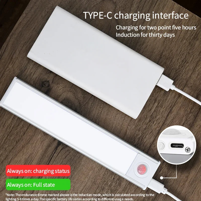 3 in 1 LED Under Cabinet Lights Motion Sensor Night Light Ultrathin Rechargeable Led Lamp Closet Kitchen Cabinet Indoor Lighting
