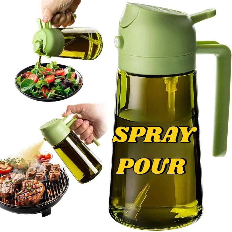Olive Oil Dispenser Plastic Bottle for Kitchen Gadgets Air Fryer Accessories Olive Oil Sprayer Cooking Light-Blocking Dark Green