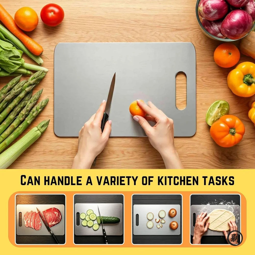 Portable Double Sided Titanium Cutting Board – Food Grade for Kitchen, Chopping Meat & Fruits, Rustproof