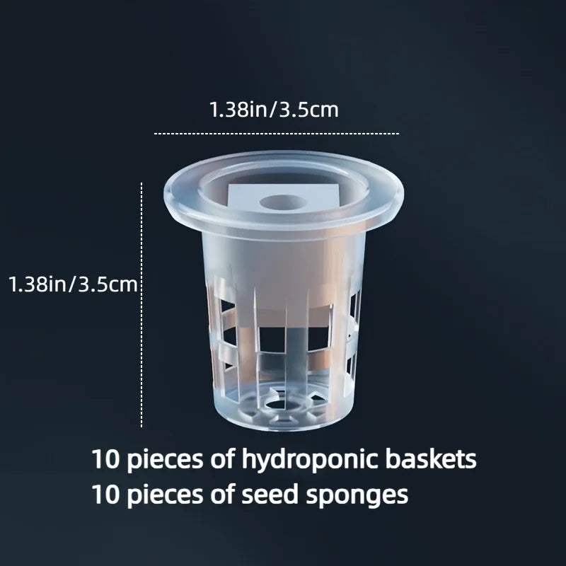 10pcs Hydroponic Seedling Basket Set (Includes 10 Planting Baskets + 10 Seedling Sponges)|Seed Stabilization to Prevent Drifting