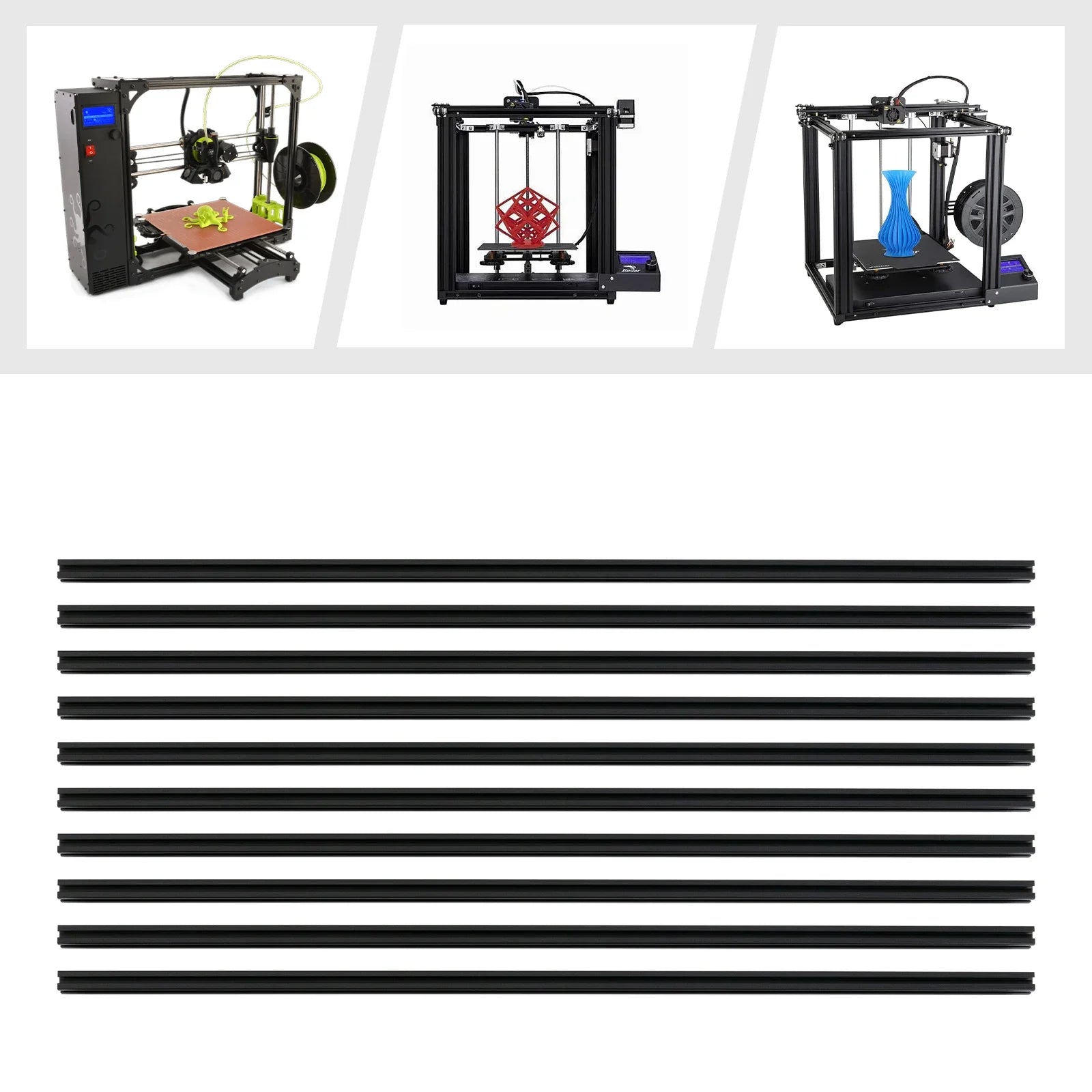 10 Packs 2020 T-Slot Aluminum Extrusion Standard Anodized Linear Rail 20*20*1000mm for CNC 3D Printer