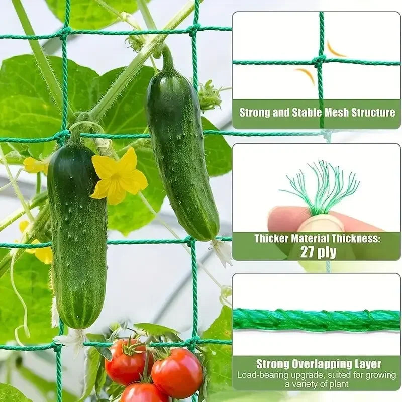 Hi-quality Nylon Garden Netting Loofah Morning Glory Flowers Vine Plants Climbing Net Cucumber Vine Grow Holder Brackets