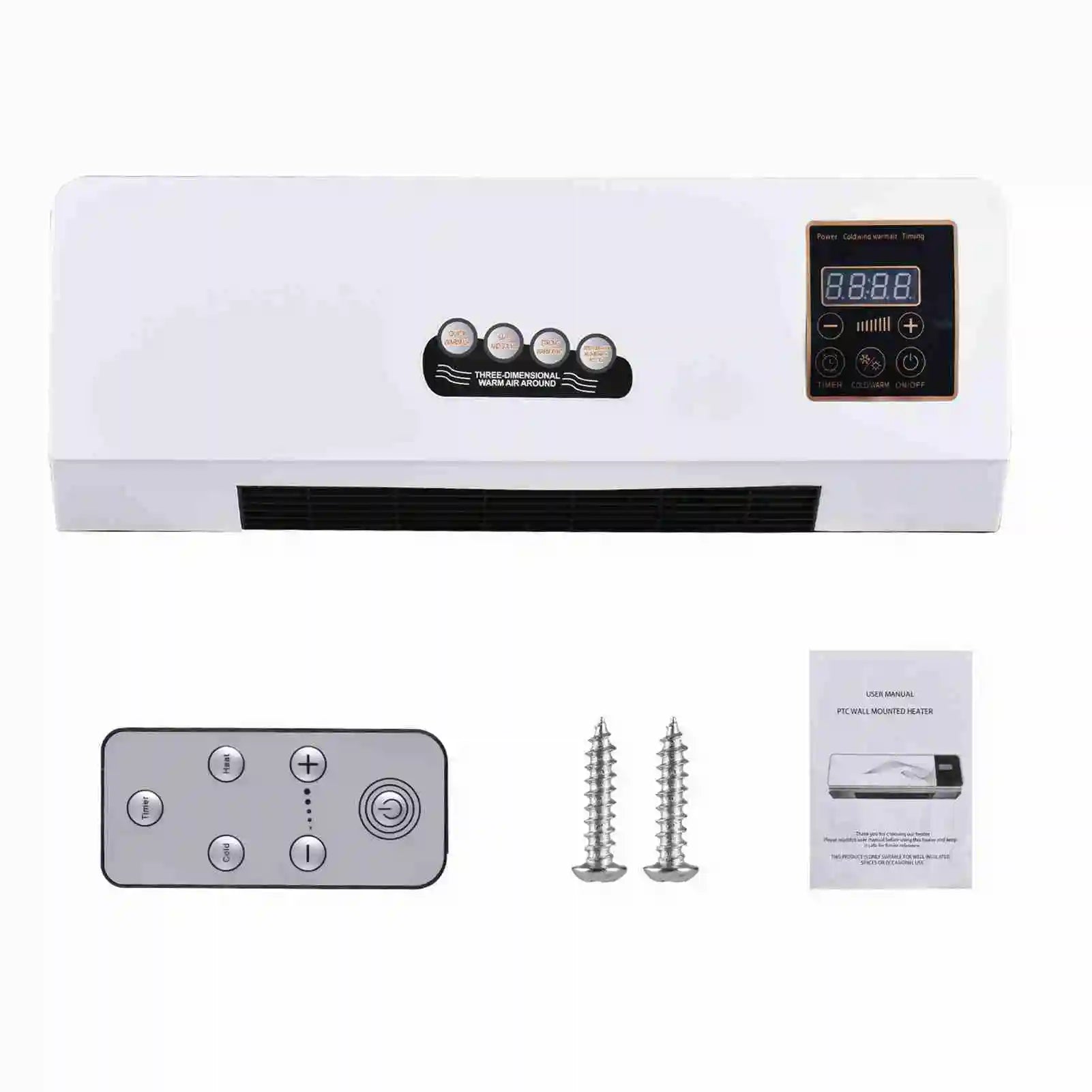 NEW Heater with Fan Heater Fan 2 in 1 Heating Nature Wind Timing Digital Display Wall Mounted Space Heater for Home  Dormitory