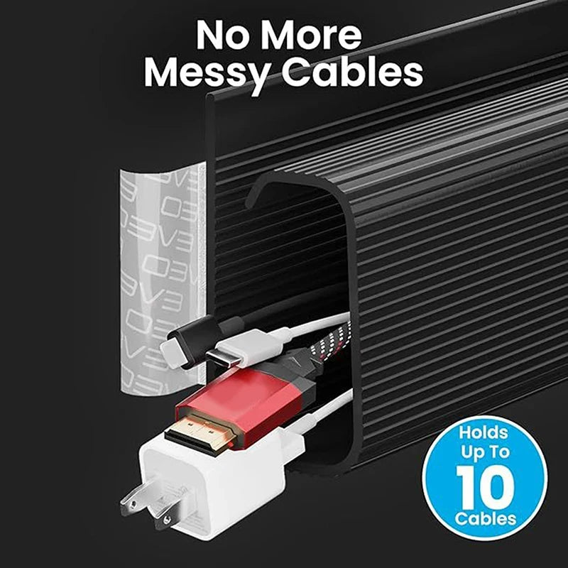 Self-Adhesive Under Desk Cable Raceway – 40cm/15.75in PVC Cord Organizer Strip, Hide Wires for Office and Home