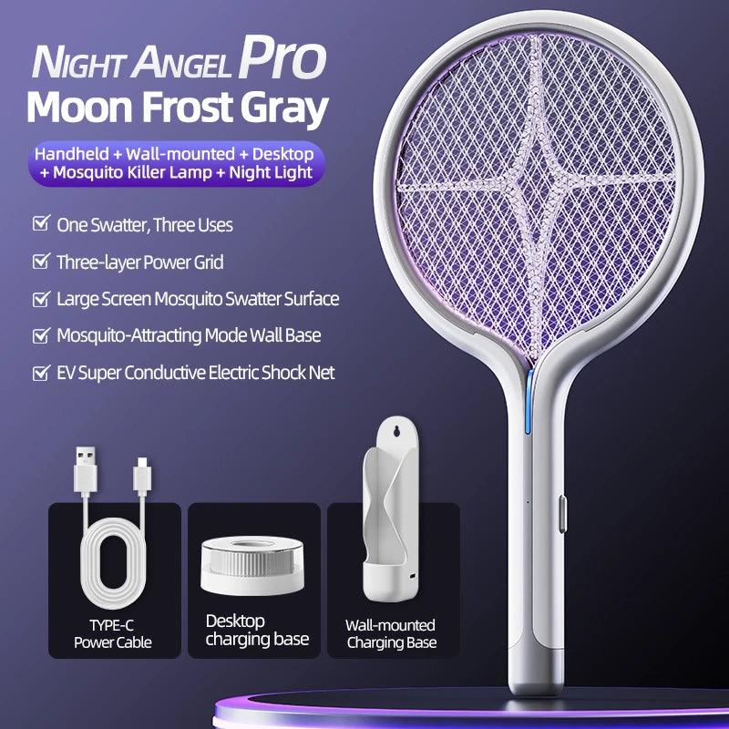 Lenovo 2-in-1 Electric Mosquito Swatter Mosquito Killer Lamp Wall Base Dualuse Rechargeable Household Automatic Mosquito Swatter