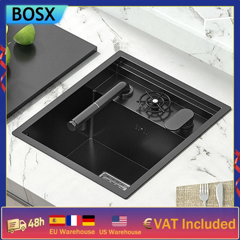 Mini Hidden Kitchen Sink Balcony Bar Apartment Household Save Space Stainless Steel Wash Dish Basin With Lid Small Single Slot
