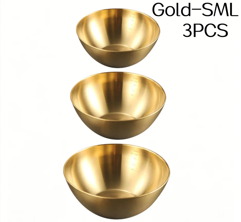 1/3pcs Stainless Steel Salad Bowl with Scale Large Capacity Flour Mixing Basin Multifunctional Bowls for Home Kitchen Essentials