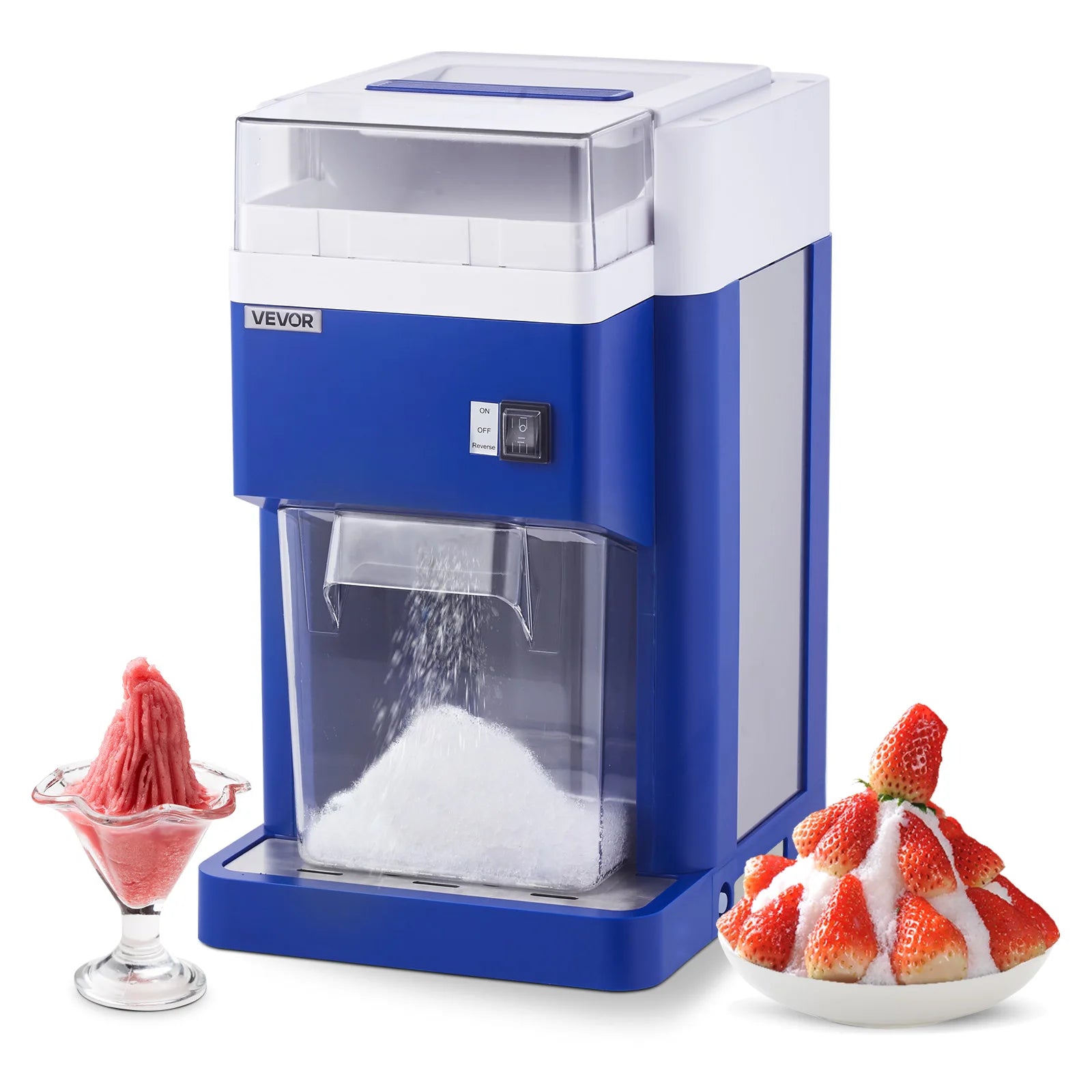 SucceBuy 1.8L Commercial Ice Shaver Machine Electric Snow Cone Machine Stainless Steel Blades Shaved Ice Maker for Dessert Home
