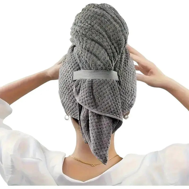 Extra Large Microfiber Hair Towel Wrap Quick Dry Ultra AbsorbentElastic Band Soft Hair Turban
