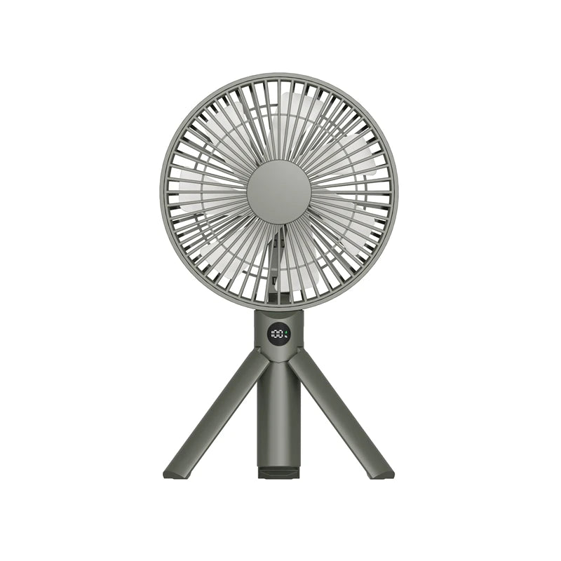 HOMEFISH Portable Handheld Rechargeable Fan LED Digital Display 180°Adjustable Rechargeable Fan 4 Speed Wind Camping Tripod Fan