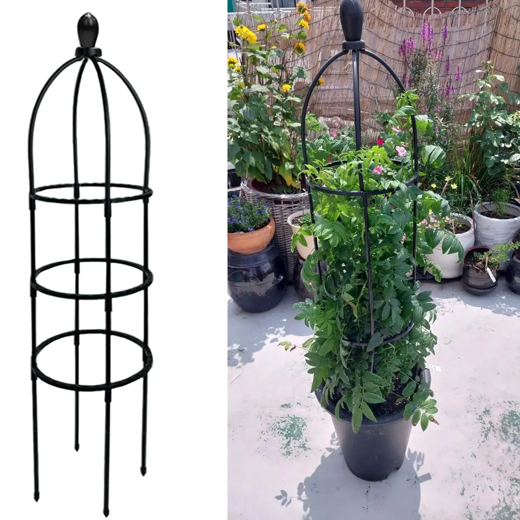 Black Garden Trellis, Plant Climbing Support Frame, Durable Plastic, Potted Plants, Indoor/Outdoor Climbing Plant Support