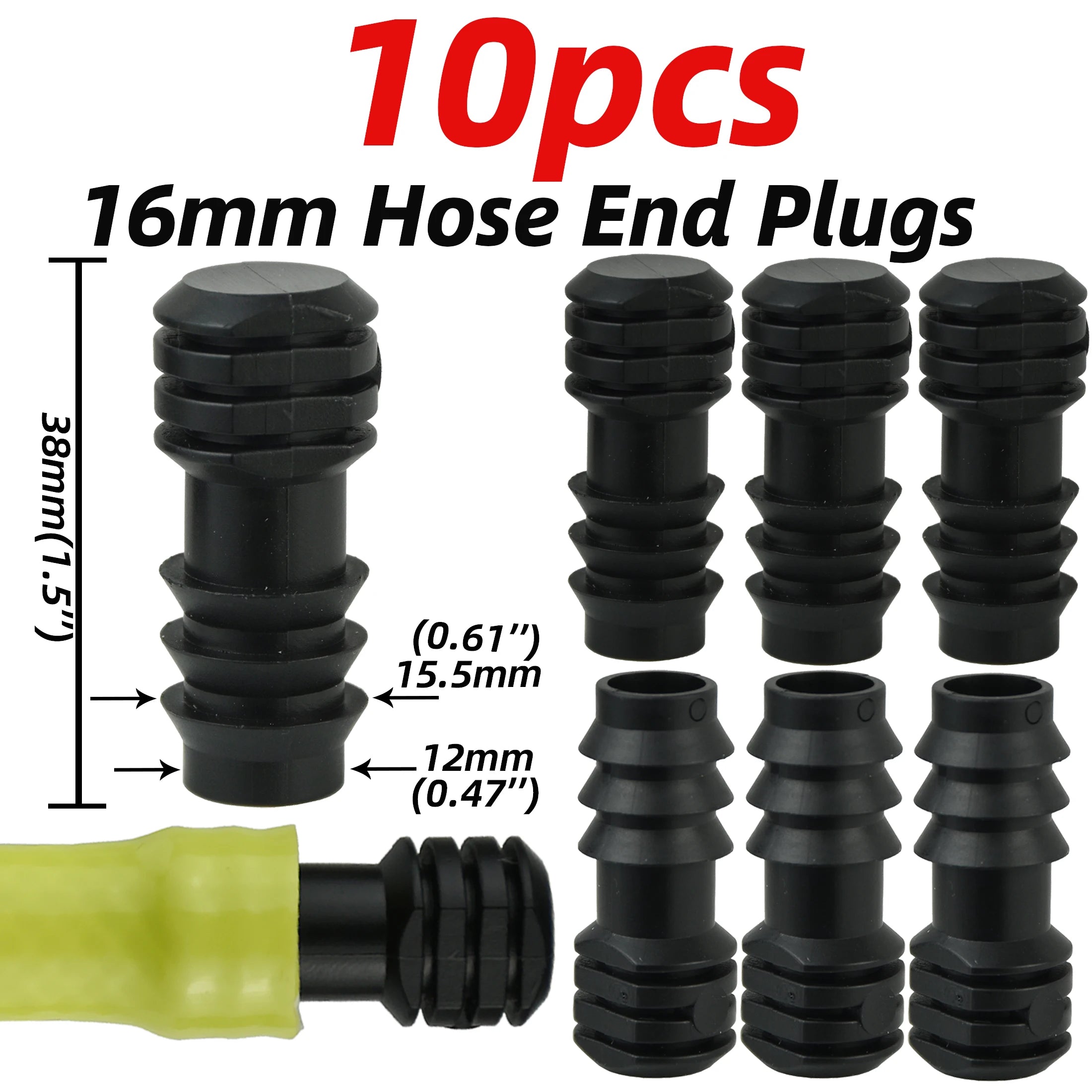 KESLA 10pcs 16mm Garden Watering Connector Couplings End Plug Tee Elbow for Drip Irrigation 1/2'' PE Pipe Hose Fitting Waterstop