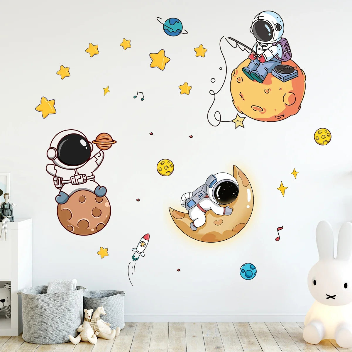 1pc Cartoon Planet Moon Star Astronaut Wall Stickers for Kids Room Children Room Bedroom Living Room Home Decoration Wall Decal