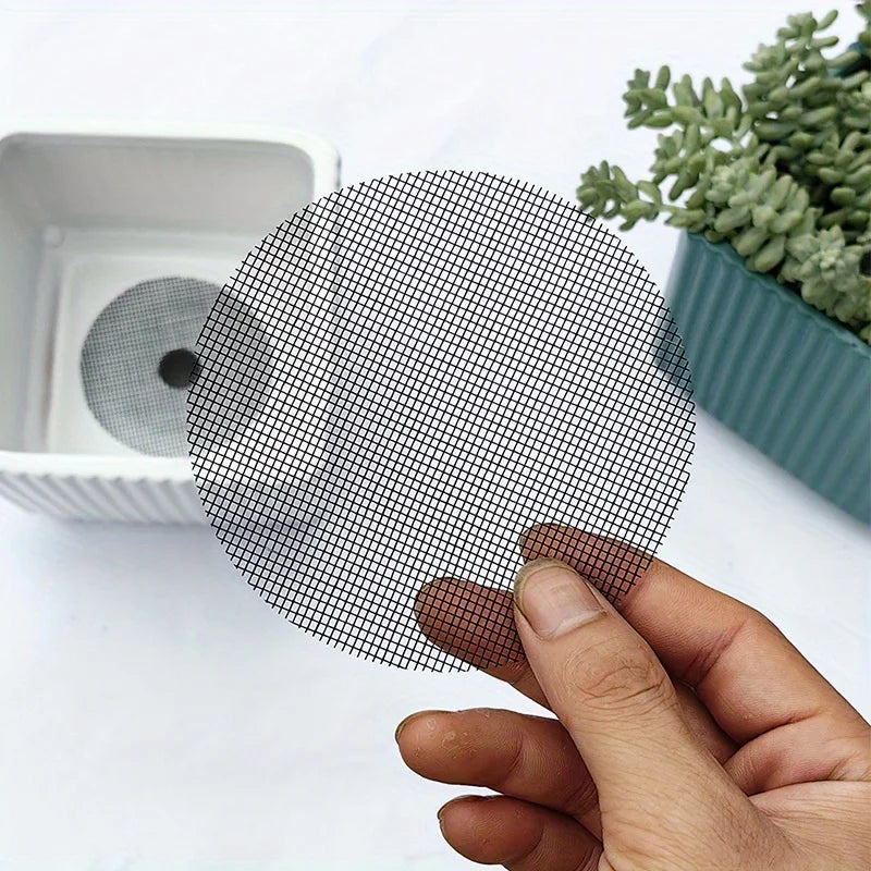50PCS Prevent Soil Loss Breathable Gasket Leakproof Drainage Flower Pot Hole Mesh Pad Bottom Mat Breathable Drainage Gasket Net