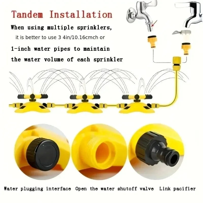 360 Degree Automatic Rotating Water Pipe Set Garden Lawn Sprinkler Yard Large Area Coverage Watering Irrigation Sprayer