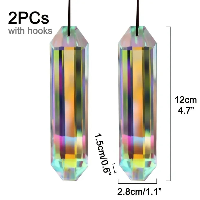 2 pcs Sun Catcher Window Prism Pendant, Crystal Rainbow Manufacturing Garden Hanging Ornament, Home, Garden Art Decoration