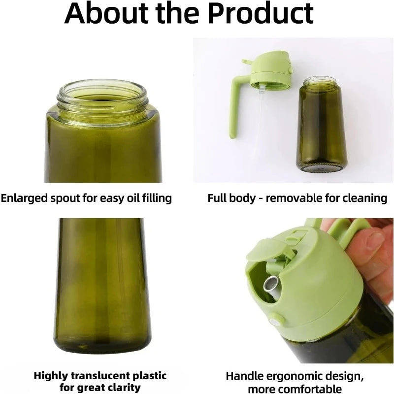 Olive Oil Dispenser Plastic Bottle for Kitchen Gadgets Air Fryer Accessories Olive Oil Sprayer Cooking Light-Blocking Dark Green