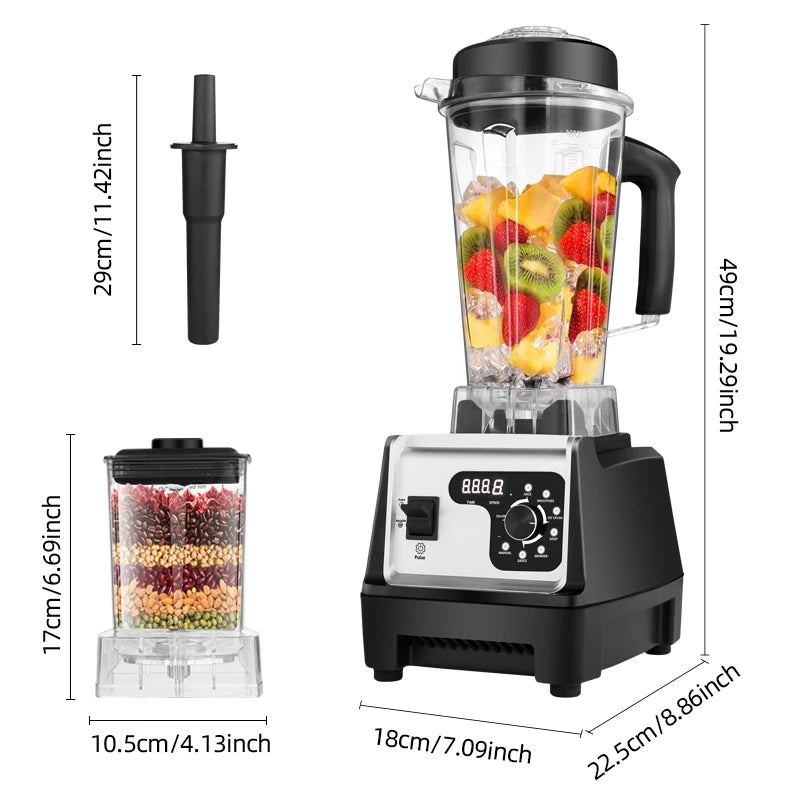 Professional food processor mixer, smoothie mixer, smoothie mixer and grinder combination, 25000RPM powerful mixer, kitchen 68Oz dual container countertop mixer